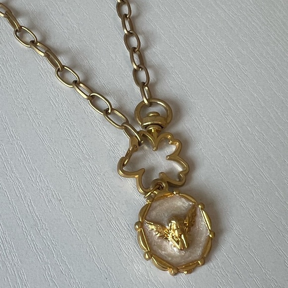 22K Gold Plated Angel Pendant Chain Necklace - Picture 5 of 6